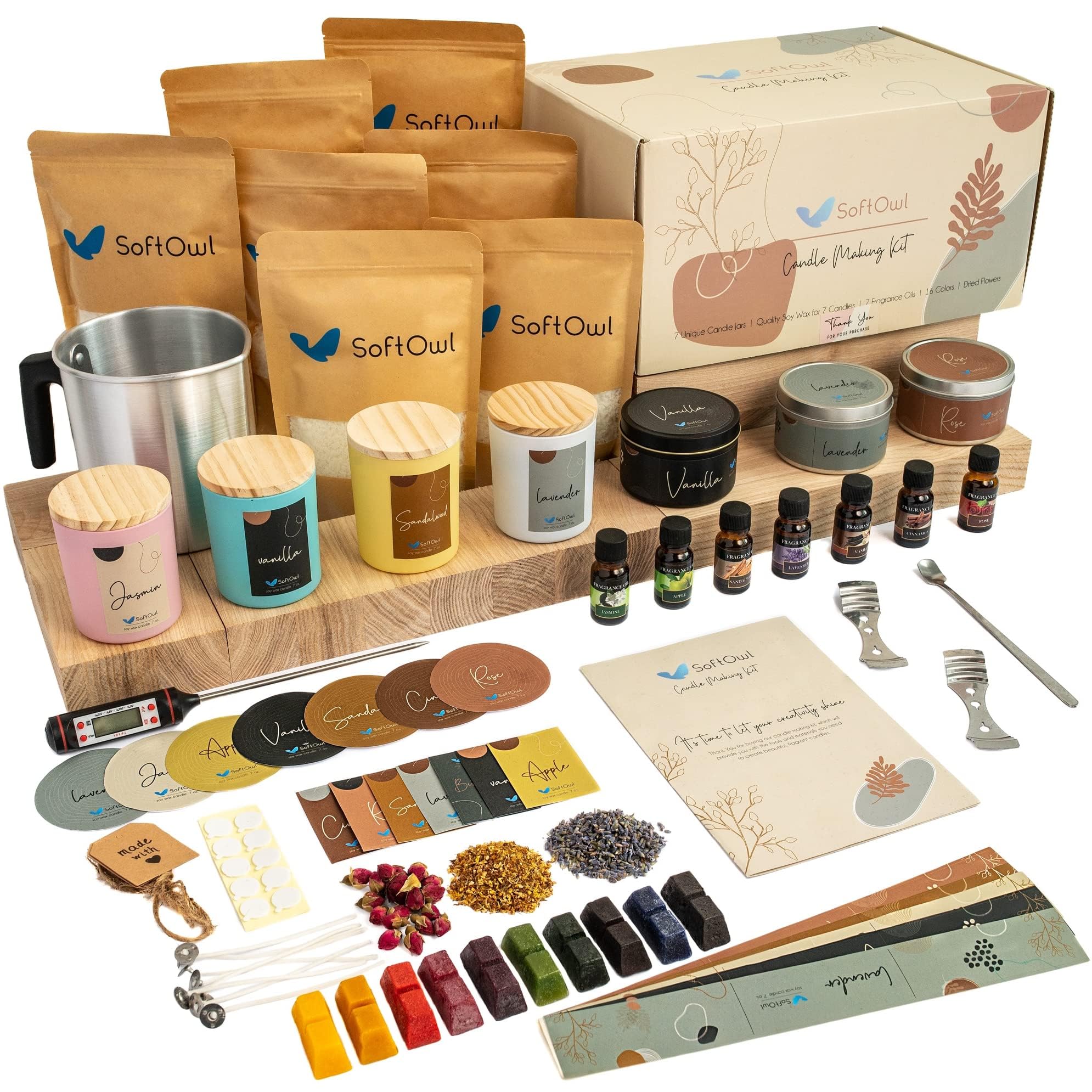 Candle Making Kit Gifts for Women - Soy Candle Making Kit for Adults - Candle Making Supplies Kit Gifts for Mom - Complete Candle Making Set with Essential Oils, Soy Wax & Wicks