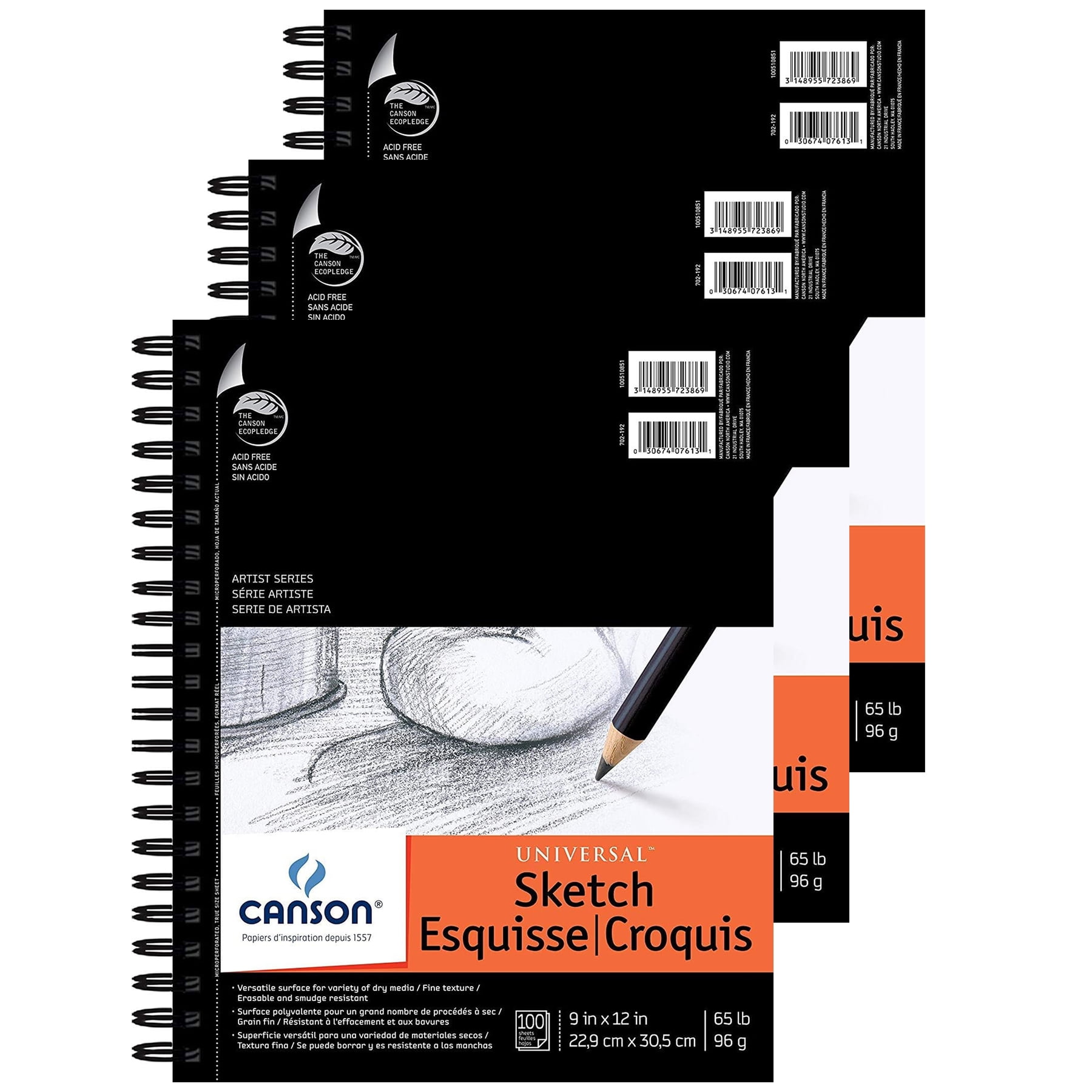 Canson Artist Series Universal Sketch Pad, 9x12 Inch, 60 Sheets