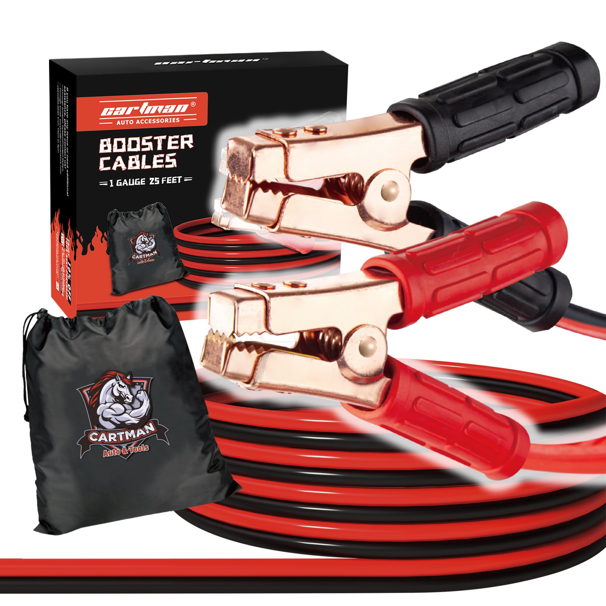 Cartman 12V Heavy Duty Jumper Cables with Storage Bag