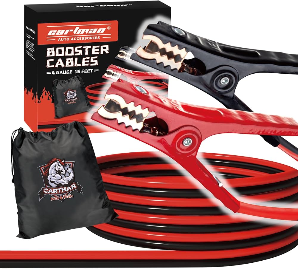 Cartman 16Ft 4 Gauge 800A Booster Battery Jump Start Cables