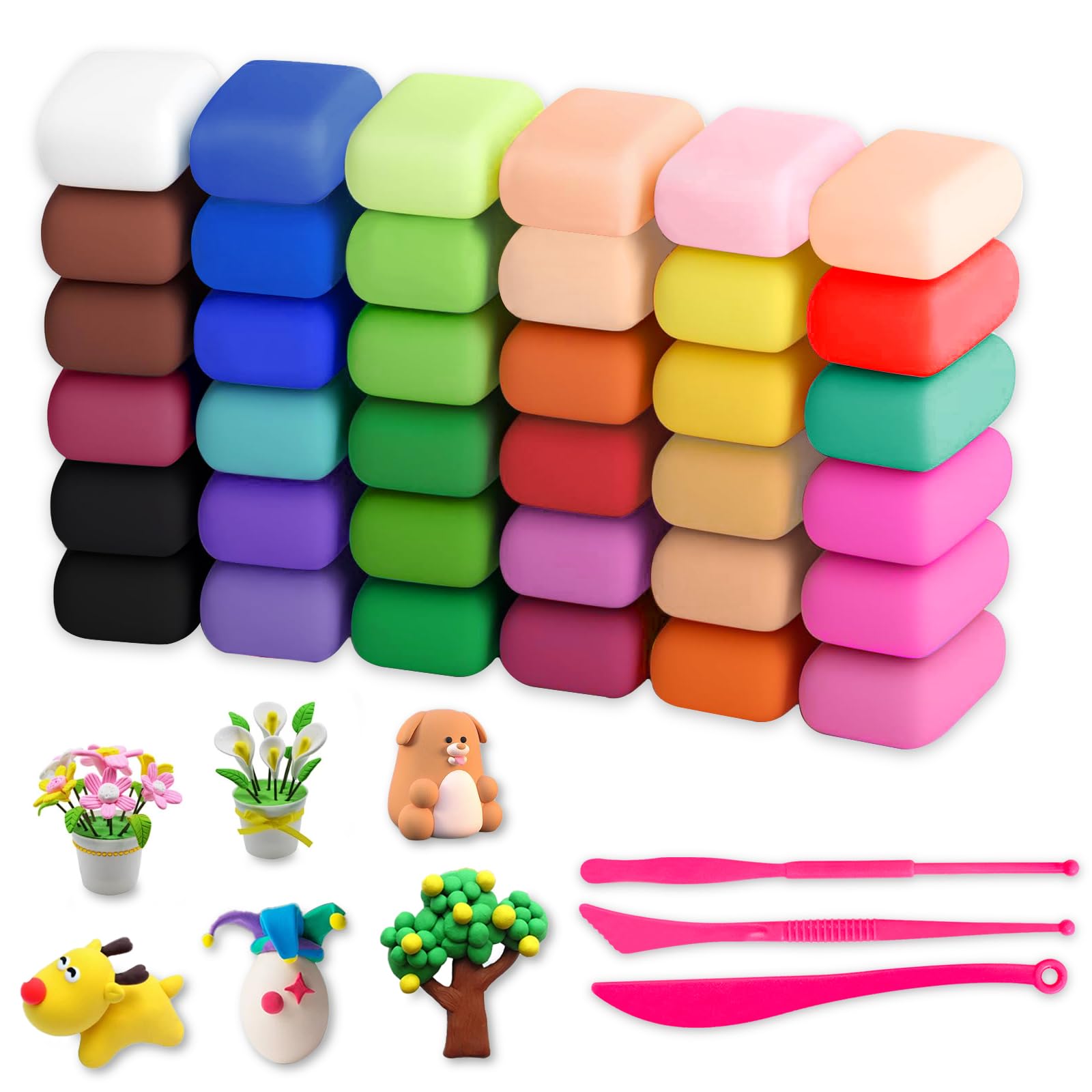 Caydo 36 Colors Polymer Clay Kit, 1oz/Block Air Dry Clay with Sculpting Tools & Project Book