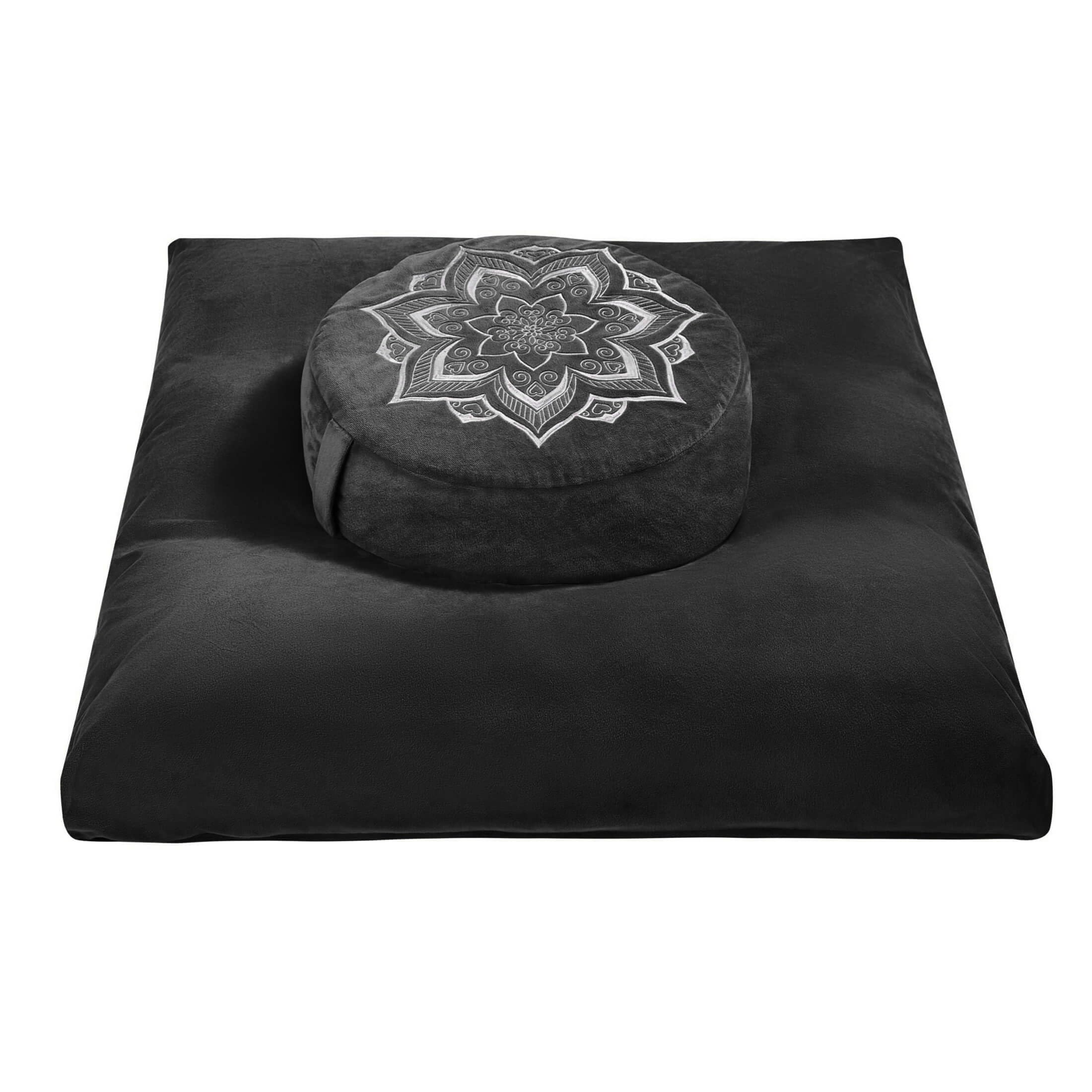 Crescent Meditation Cushion for Yoga - Buckwheat Zen Pillow with Washable Cover, Supportive Zafu for Sitting