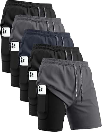 CRZ YOGA Men's 2-in-1 Workout Shorts 5"