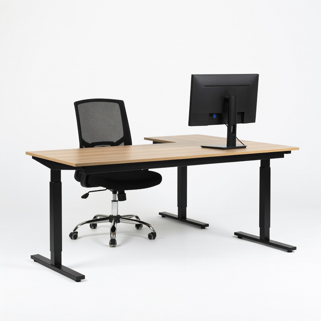CubiCub 47-inch L-Shaped Reversible Desk + Hbada Mesh Office Chair + ViewSonic VA2447-MH 24-inch Monitor Setup