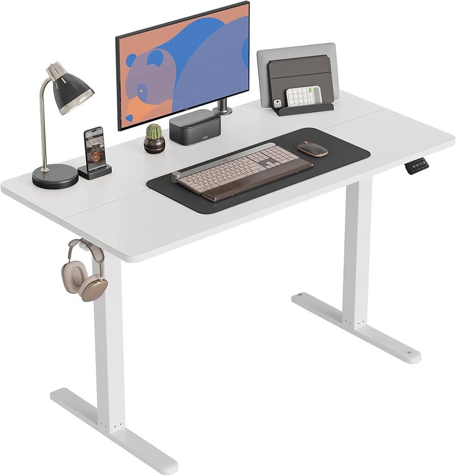 CubiCubi 48-Inch Electric Standing Desk + Neo Chair Ergonomic Mesh Office Chair + Cable Management Tray