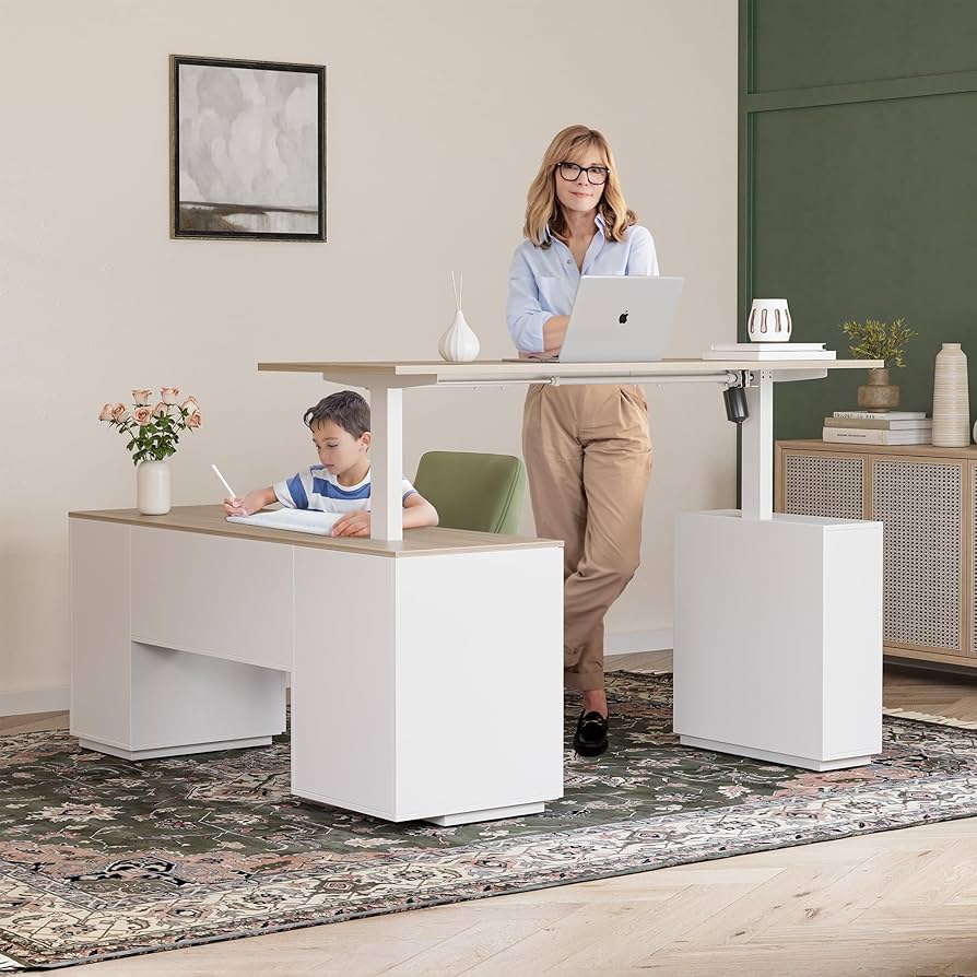 CubiCubi 58x58 L-Shaped Electric Standing Desk