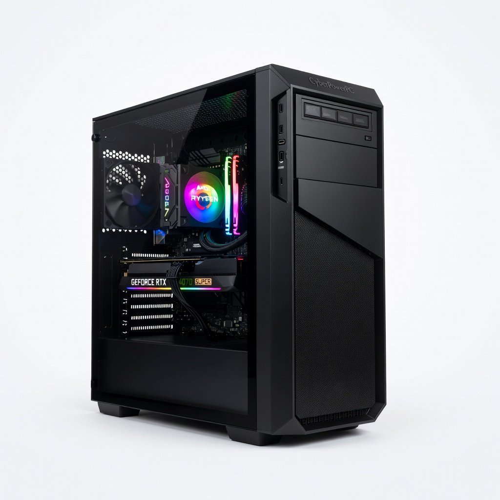 CyberPowerPC Gamer Master Prebuilt Desktop - AMD Ryzen 7 7700, RTX 4070 Super 12GB, 32GB DDR5 RAM, 1TB NVMe SSD