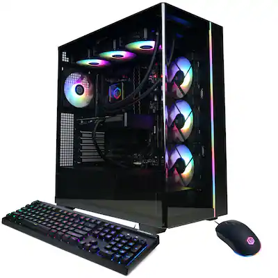 CyberPowerPC Gamer Supreme SLC11000CPGV2 – AMD Ryzen 7 9800X3D, RTX 5070 12GB, 32GB DDR5-6000, 2TB NVMe SSD + 27in ASUS VG27AQL1A 1440p 170Hz Monitor, RGB Keyboard/Mouse/Headset