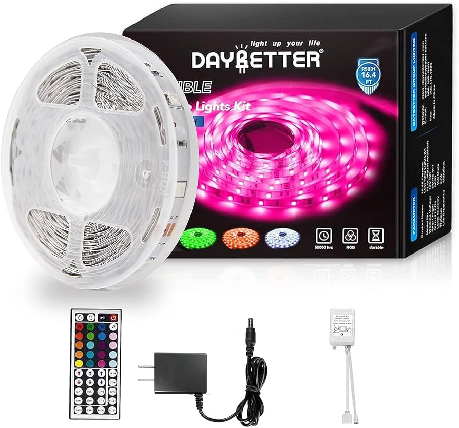 DAYBETTER 16.4ft RGB LED Strip Lights with Remote