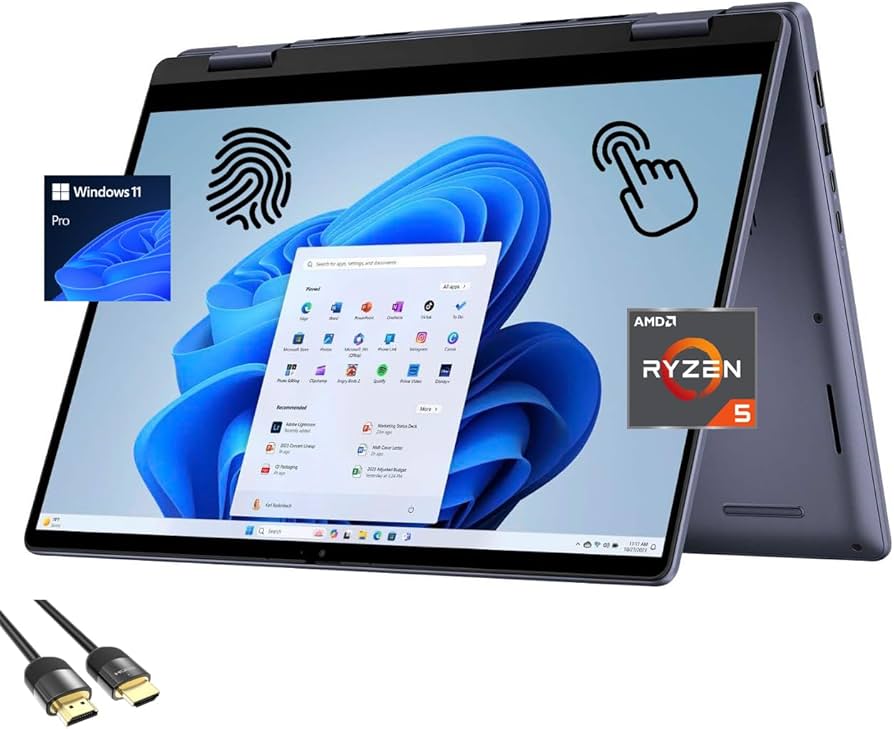 Dell Inspiron 14 2-in-1 (AMD Ryzen 5 2026, 16GB RAM, 512GB SSD) + IKEA MICKE Compact Desk + Branch Verve Ergonomic Chair
