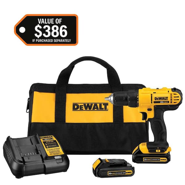 DEWALT 20V MAX Cordless Drill/Driver Kit, 1/2-Inch (DCD771C2)