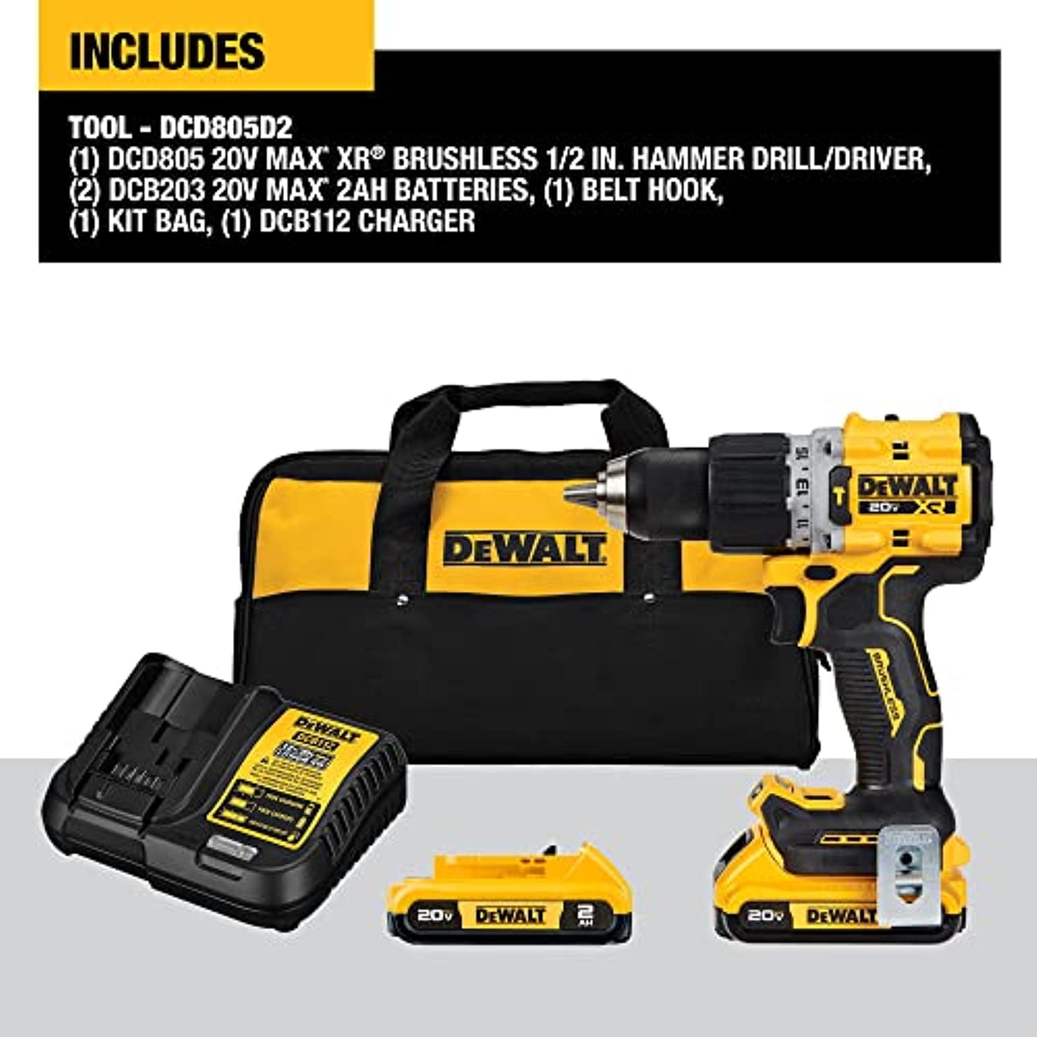 DEWALT 20V MAX Cordless Drill/Driver Kit DCD805D2