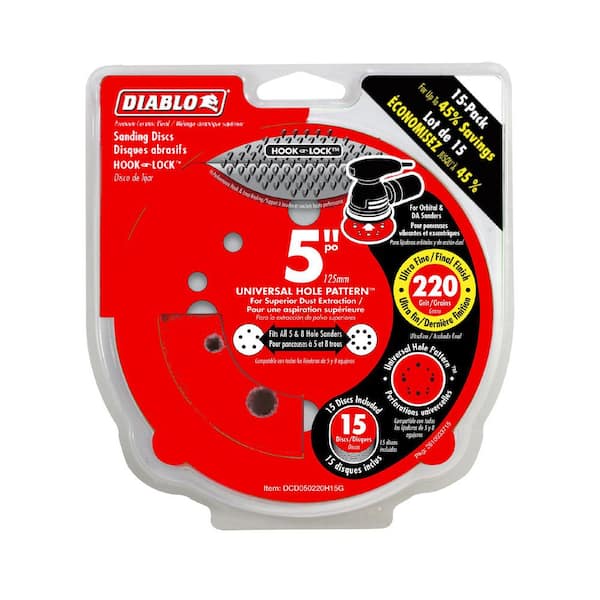 Diablo 5" Hook & Loop Sanding Discs 220-Grit (10-Pack)