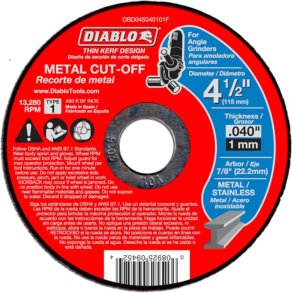 Diablo D0508DH 4.5" x .040" High Performance Metal Cut-Off Wheel (10-Pack)