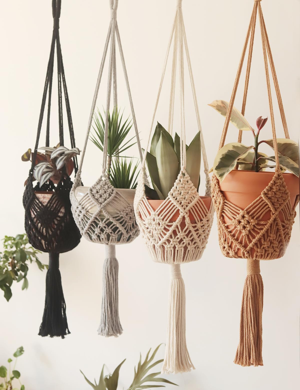 DIY Macrame Plant Hanger Kit for Beginners - 4 Hangers with Patterns