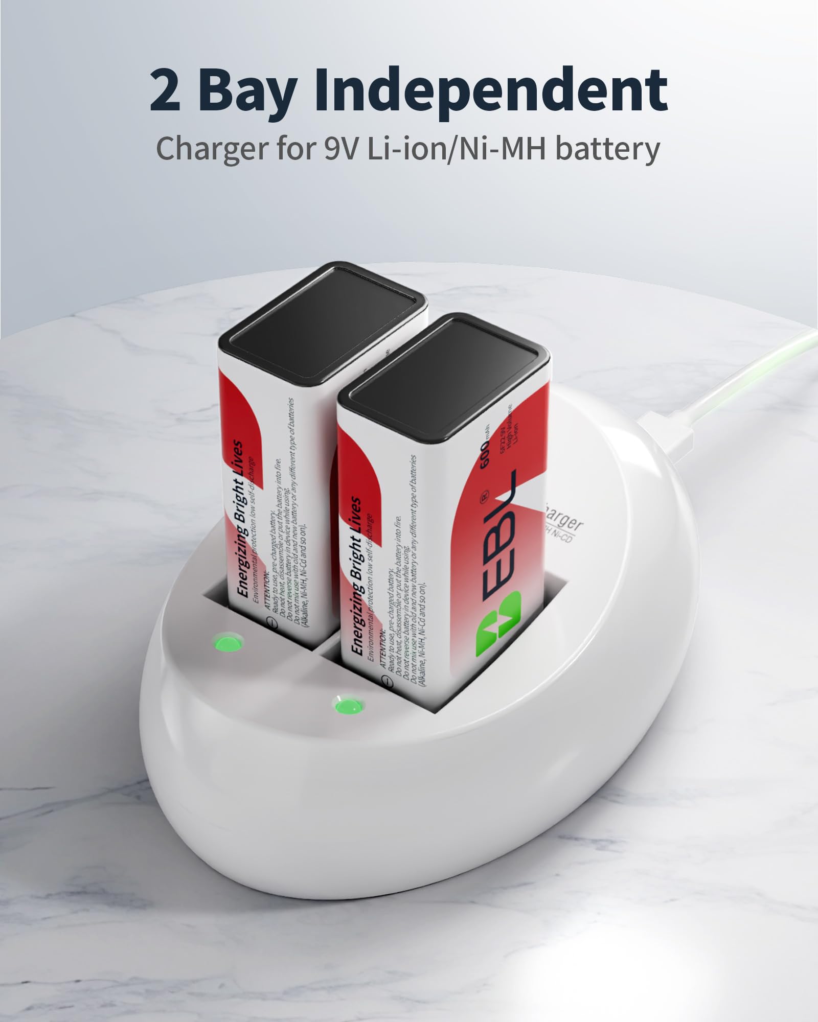 EBL 9V Ni-MH Rechargeable Batteries (4-Pack) + Charger