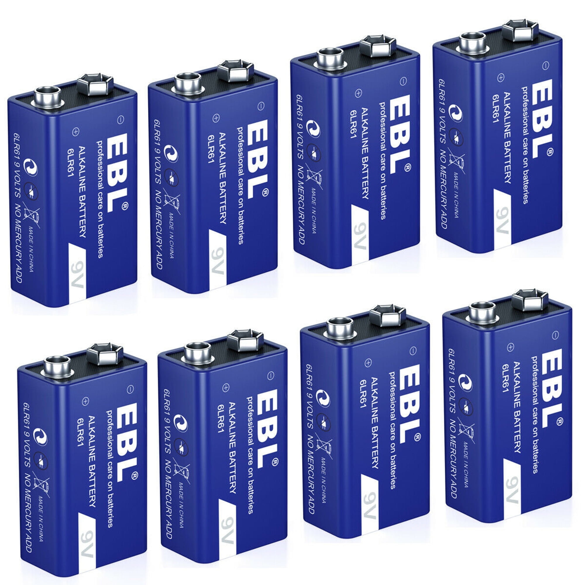 EBL Lithium 9V Batteries Non-Rechargeable, 8 Pack