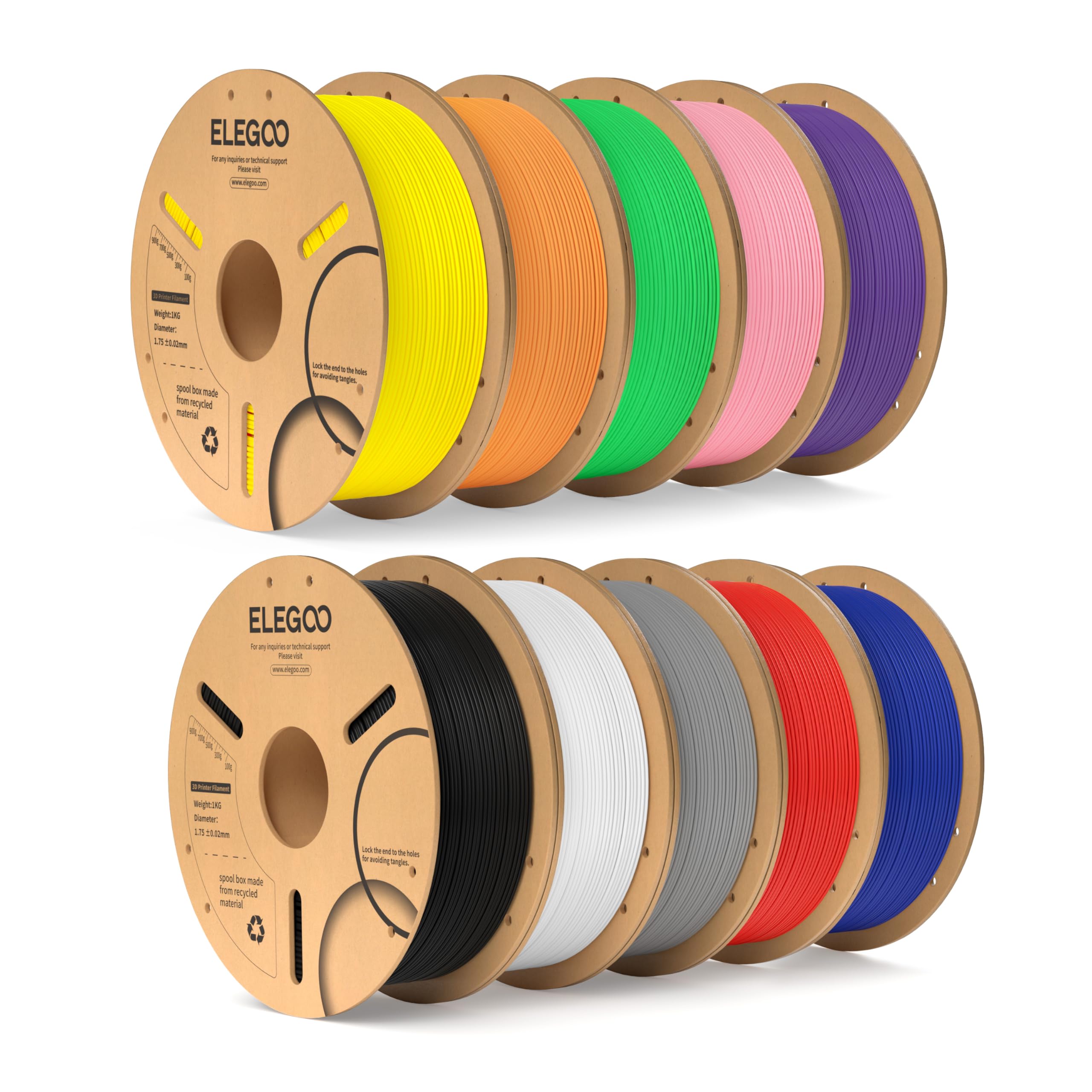ELEGOO PLA Filament 1.75mm 1KG, High Compatibility Neat Color