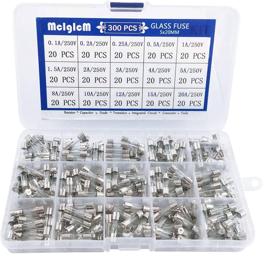 ELEGRP 5A x 20pcs Glass Fuses Assortment Kit