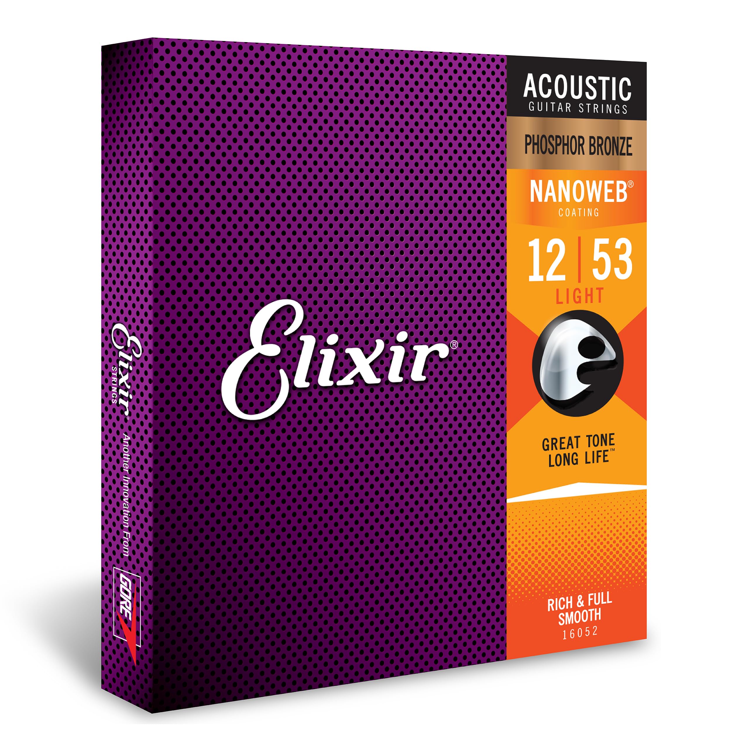 Elixir Nanoweb Acoustic Guitar Strings, Light .012-.053
