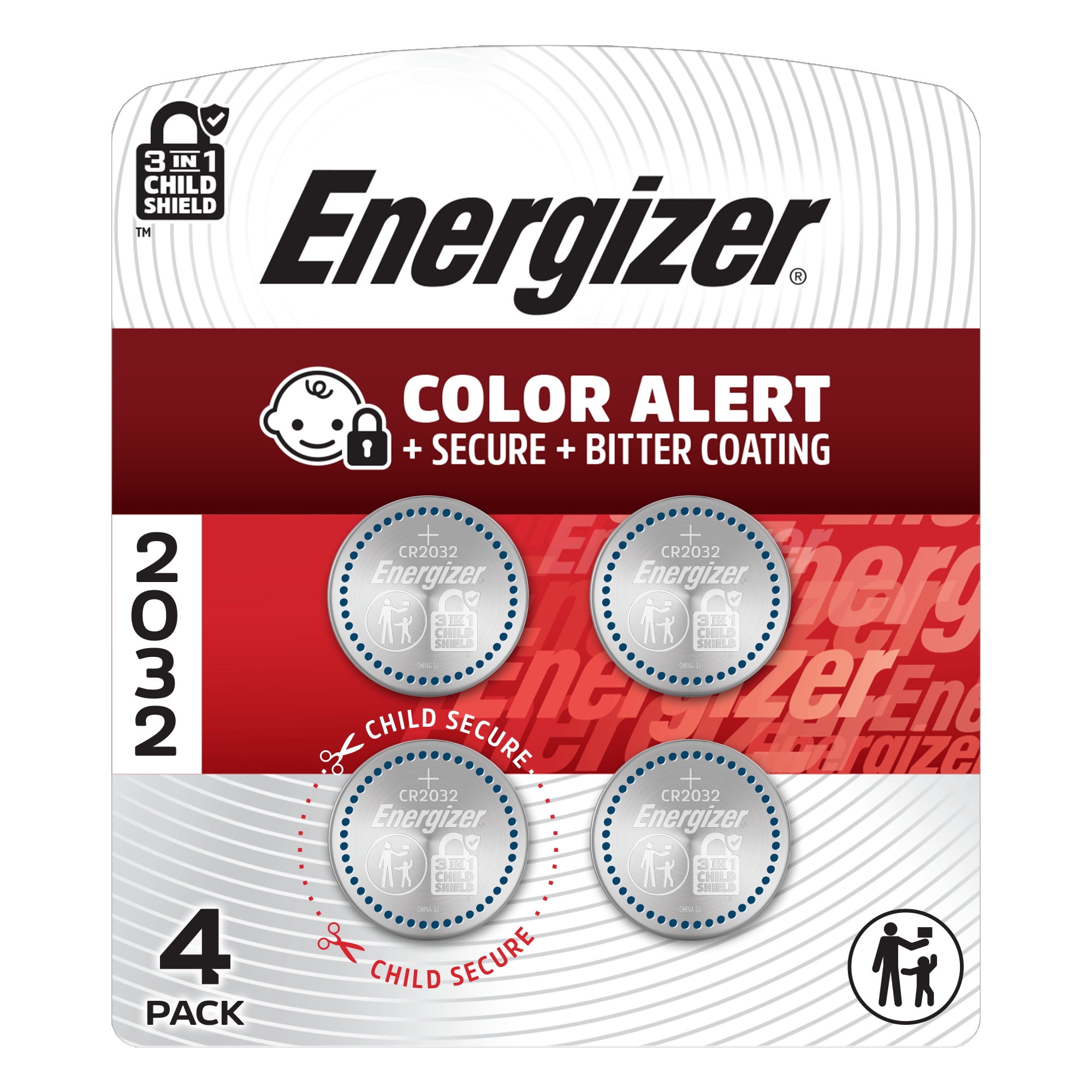 Energizer CR2032 Lithium Coin 3V Batteries, 4 Count