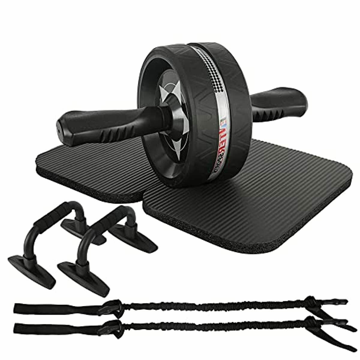 EnterSports Ab Roller Wheel Kit Dual Wheel with Knee Pad Mat