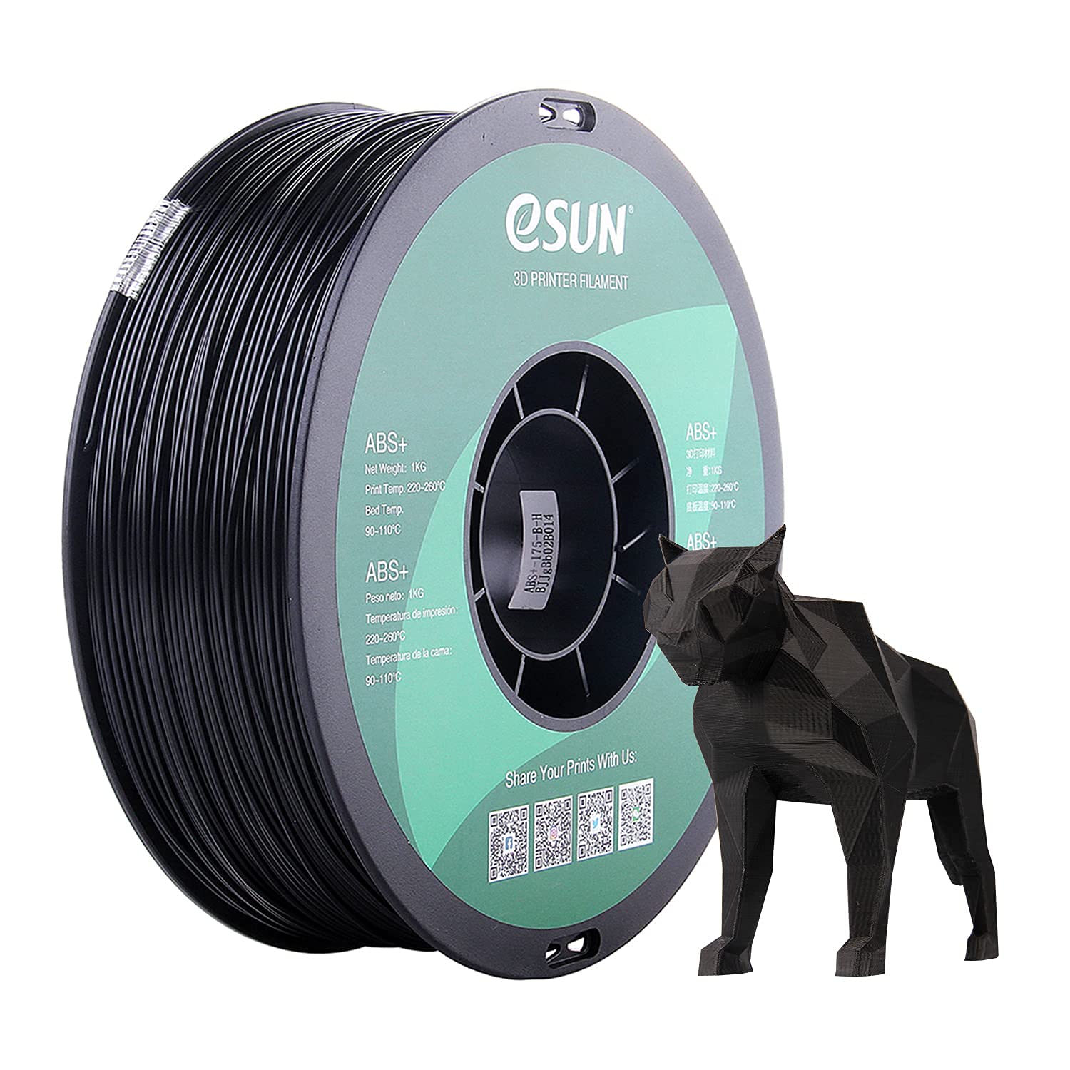 eSUN ABS+ Filament 1.75mm 1KG Black