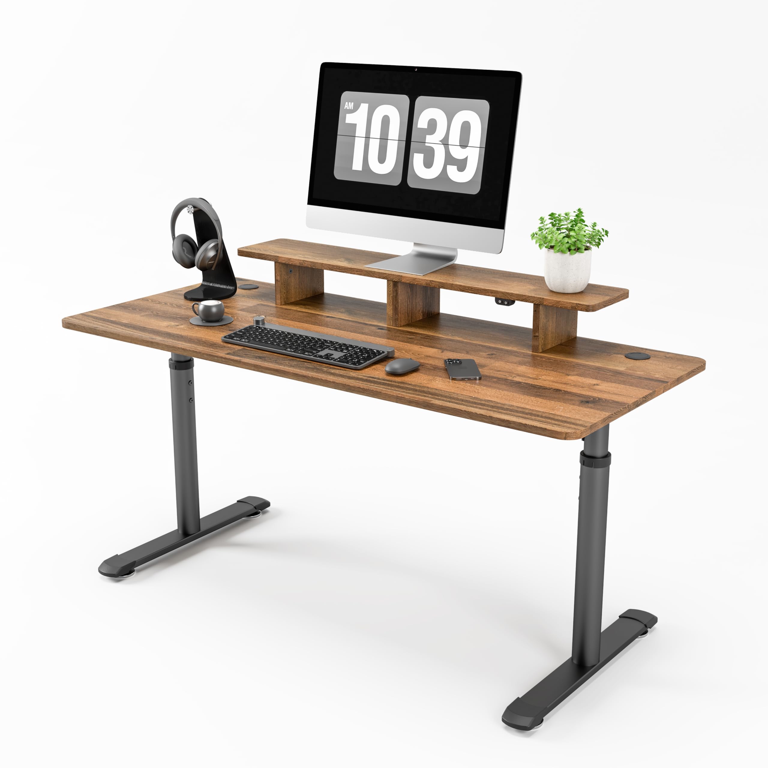 EUREKA ERGONOMIC 60-Inch Electric Standing Desk + Hbada Office Chair + Dual Monitor Arm