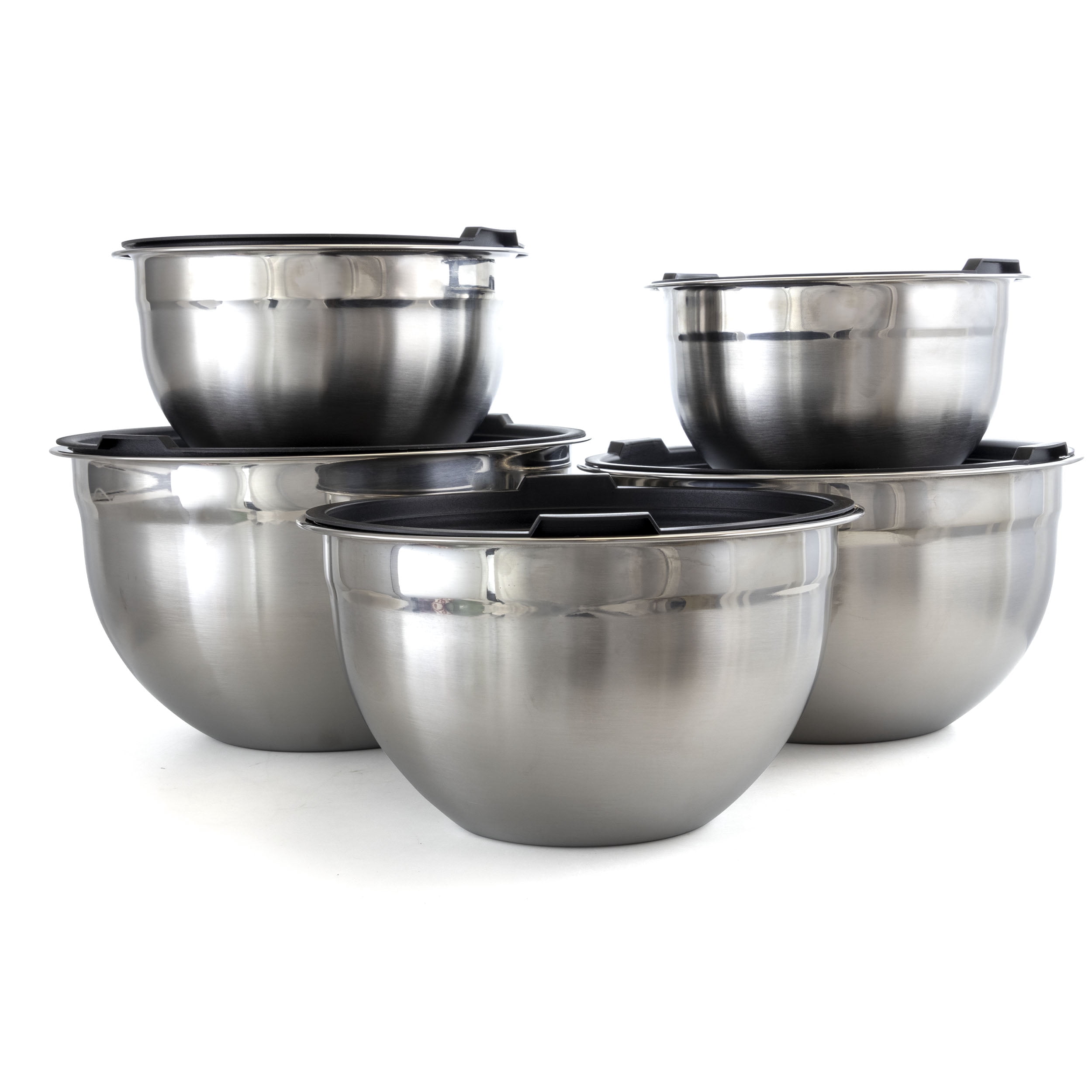Farberware Professional 5-Piece Stainless Steel Mixing Bowl Set with Lids