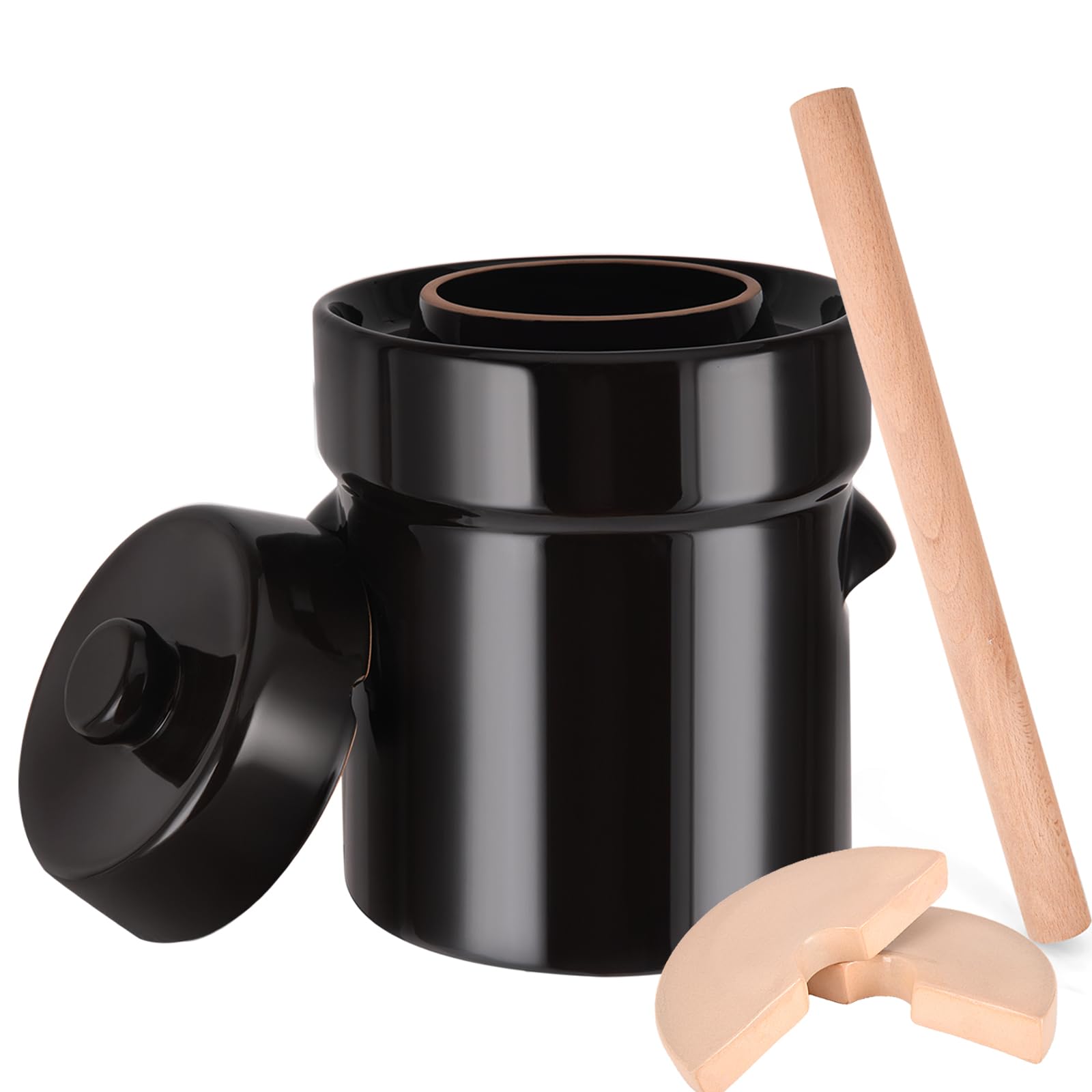 Fermentaholics Ceramic Fermentation Crock - 5 Liter with Lid & Weights
