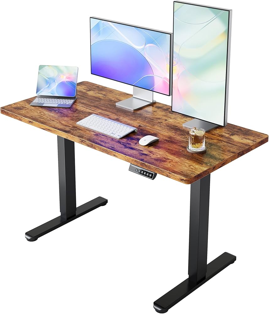 Fezibo 48-Inch Electric Standing Desk + Hbada Mesh Office Chair + Huanuo Single Monitor Arm