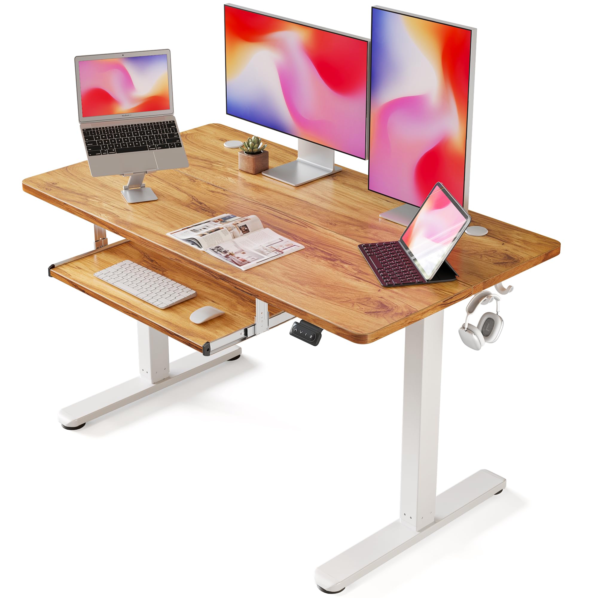 Fezibo Electric Standing Desk 48x24-inch + Hbada Office Revolving Chair + LG 27MP400-B 27-inch Monitor + Logitech MK270 Wireless Combo