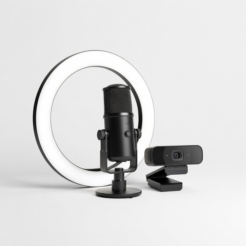 FIFINE AmpliGame A8 Mic + K688 Webcam + Ring Light Bundle