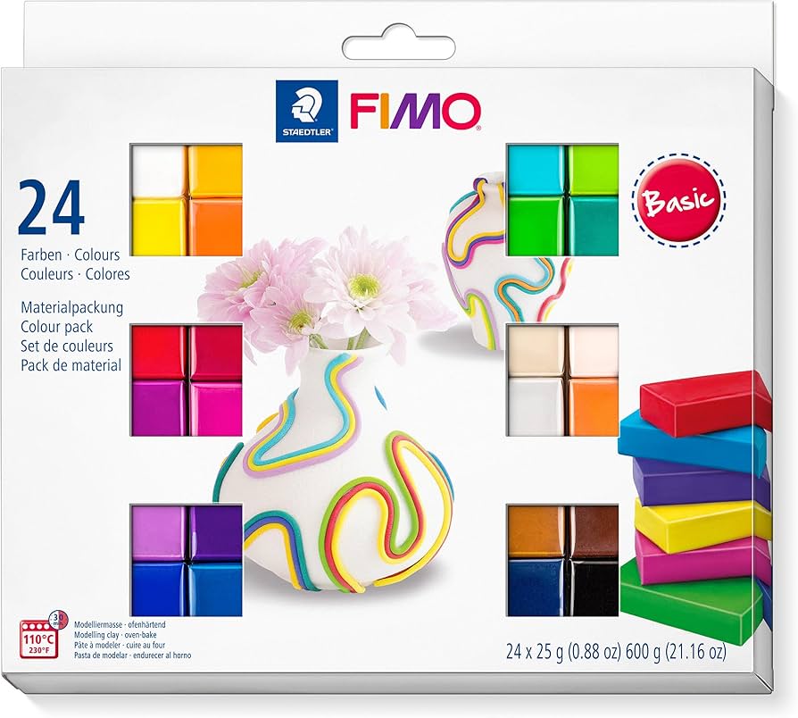 Fimo Soft Polymer Clay Starter Set, 24 Colors with Tools