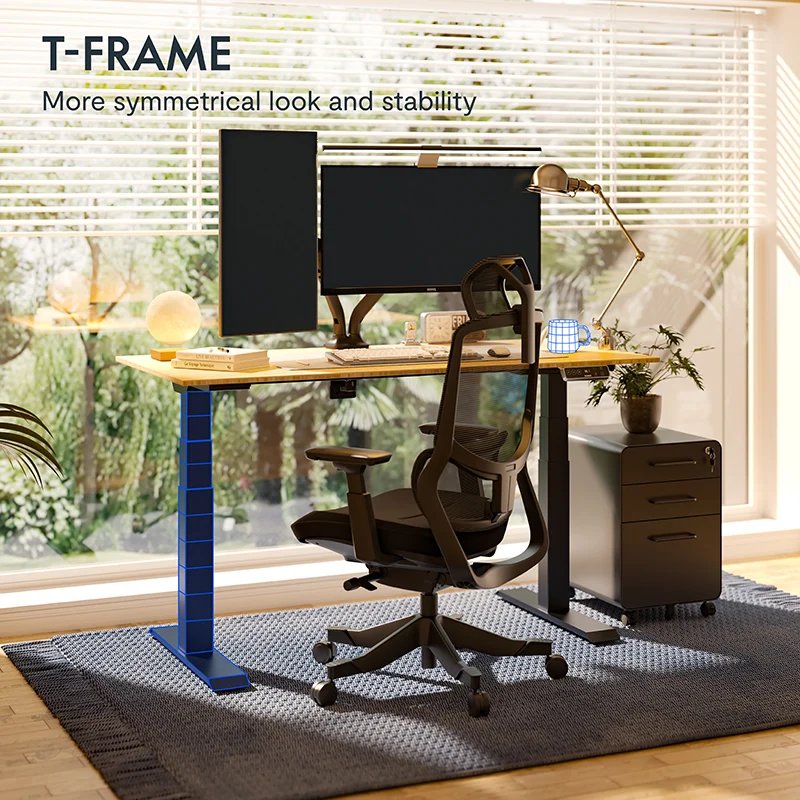 FlexiSpot E7 48x30 Electric Standing Desk + Hbada Office Chair + LG 24MK430H-B 24-Inch Monitor