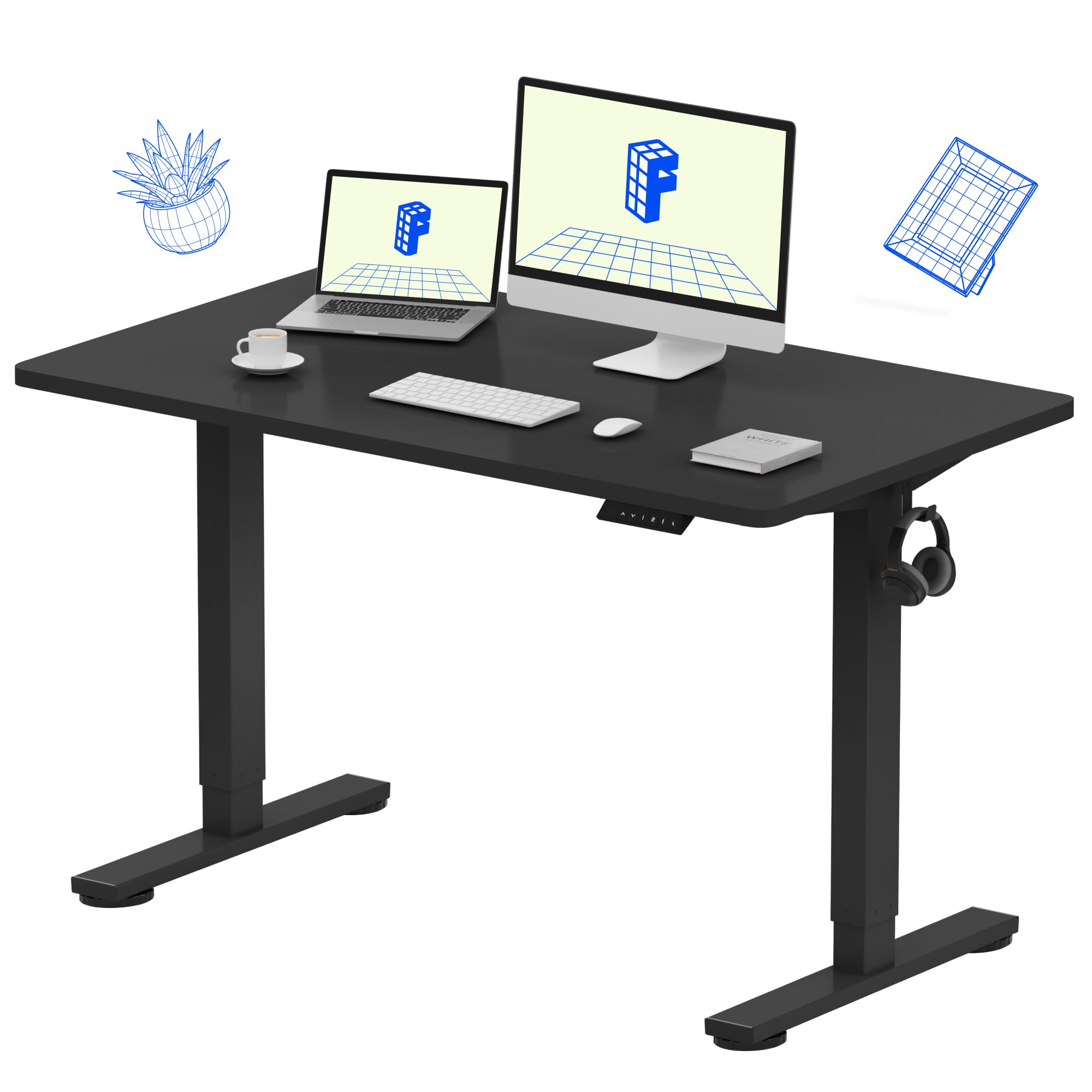 FlexiSpot EN1 48-Inch Manual Standing Desk + Furmax Mid-Back Mesh Chair + Foot Hammock