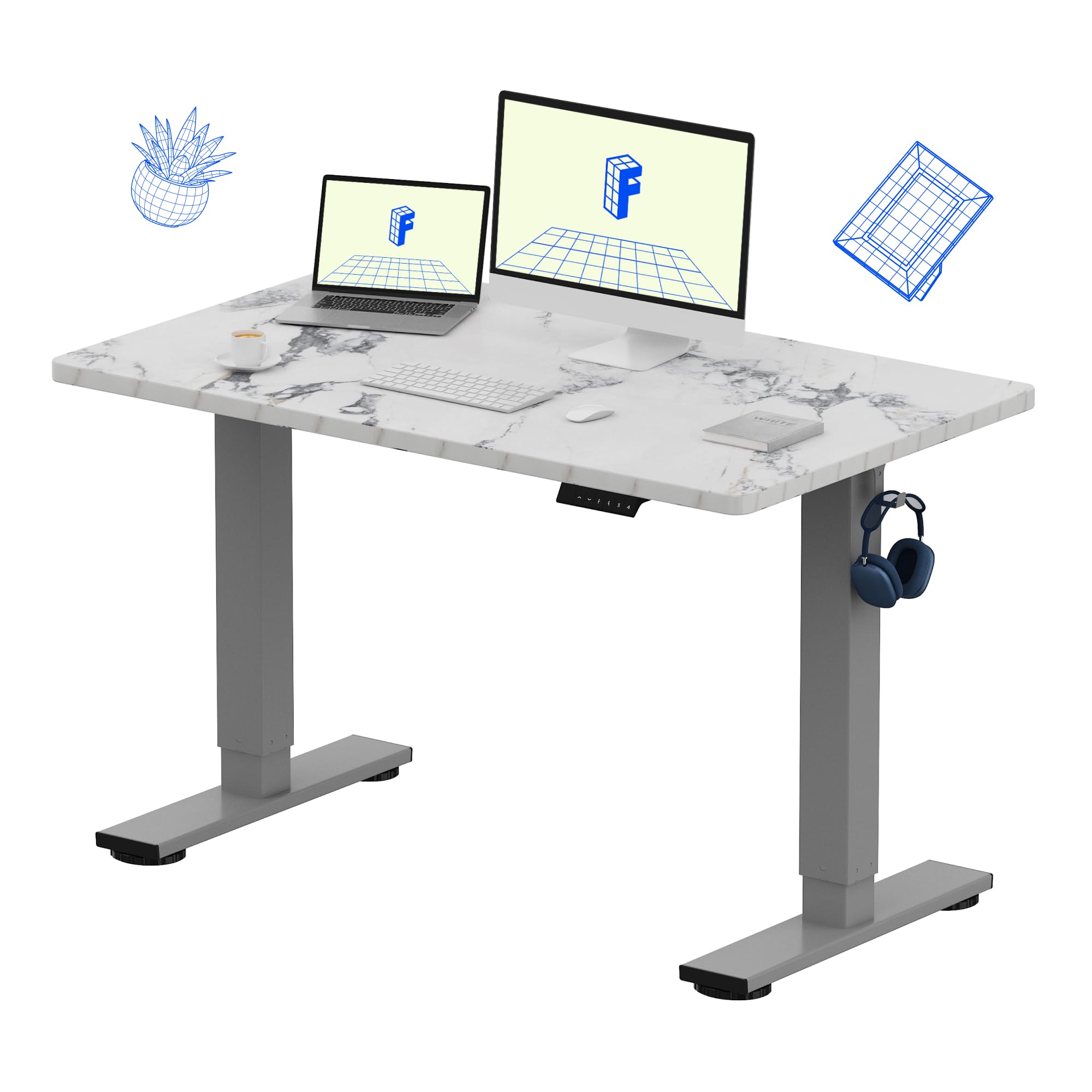FlexiSpot EN1 48 x 30 Inch Electric Standing Desk + Hbada Ergonomic Mesh Office Chair