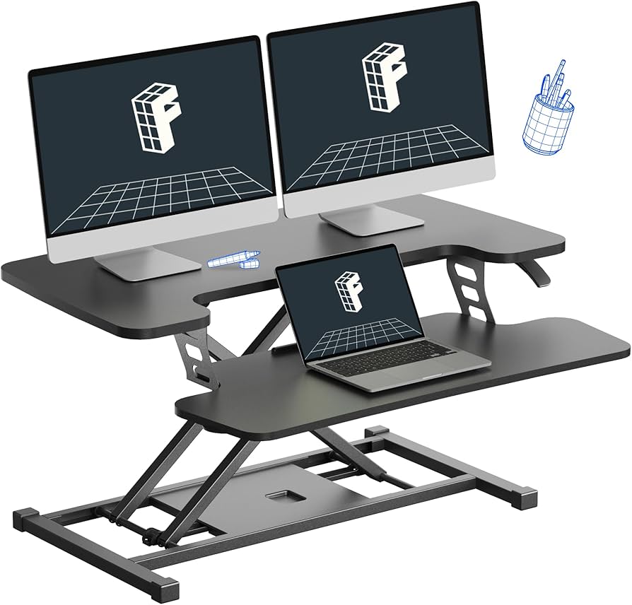 FlexiSpot EN1 Standing Desk Converter + SIHOO M18 Ergonomic Mesh Chair + Dell S2721H 27-inch Monitor + Logitech MK295 Wireless Combo