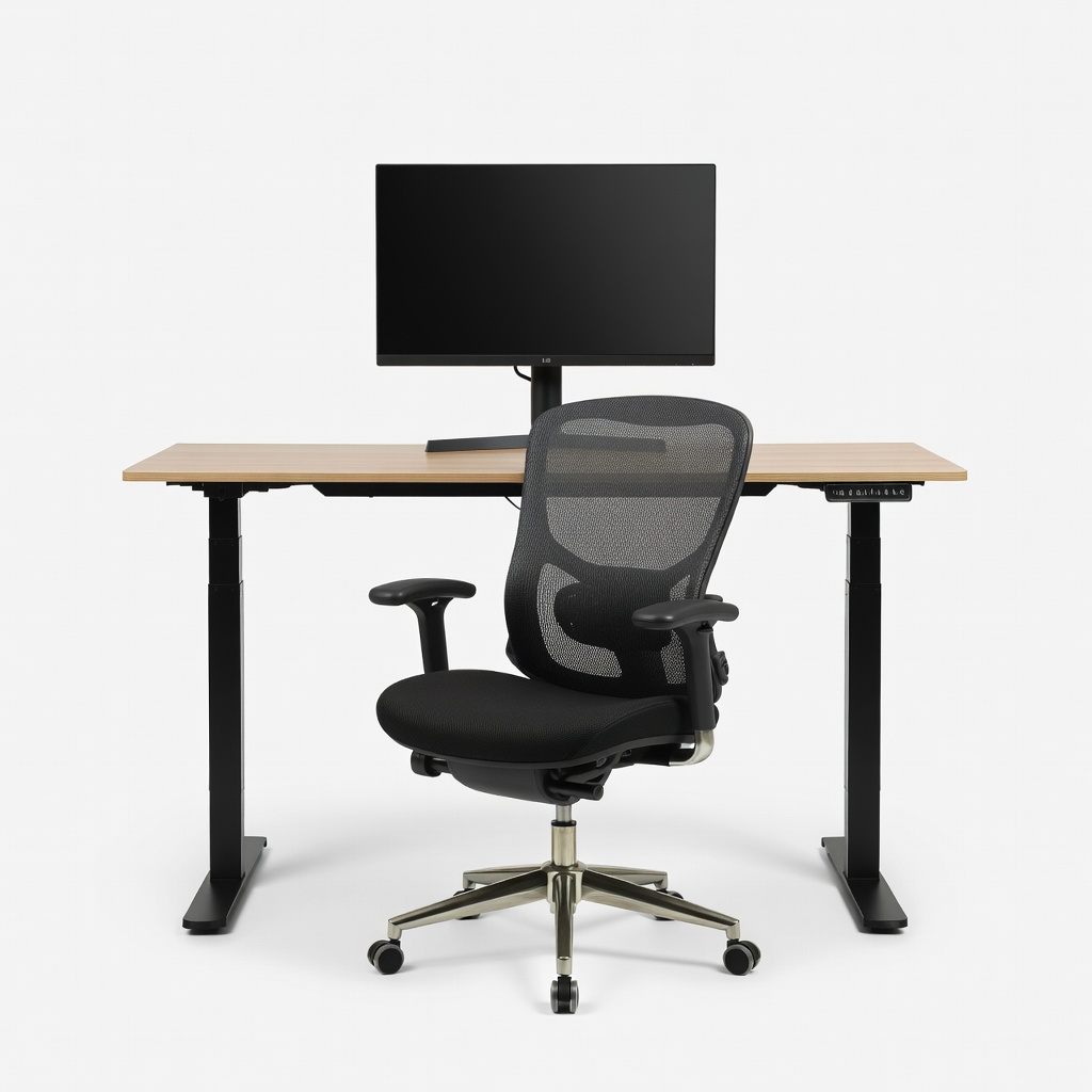 FlexiSpot EN1 Standing Desk + SIHOO M18 Ergonomic Chair + LG 27MP60G-B Monitor Setup