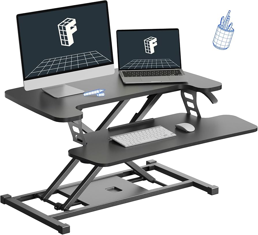 FlexiSpot FP2 36-inch Standing Desk Converter + Nulea Ergonomic Desk Chair + ASUS VA24EHE 23.8-inch Monitor