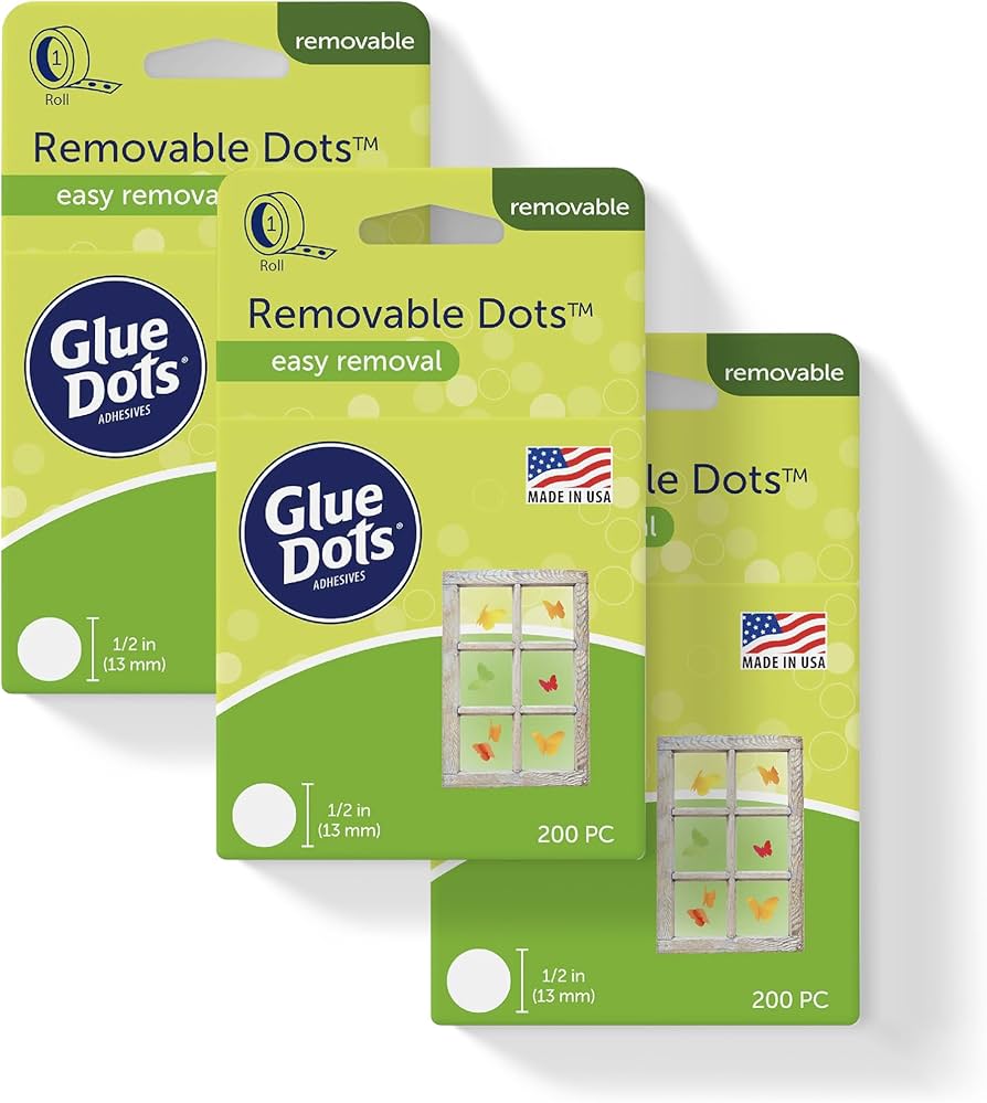 Glue Dots Removable Dots, 1/2", Clear, 108 Count