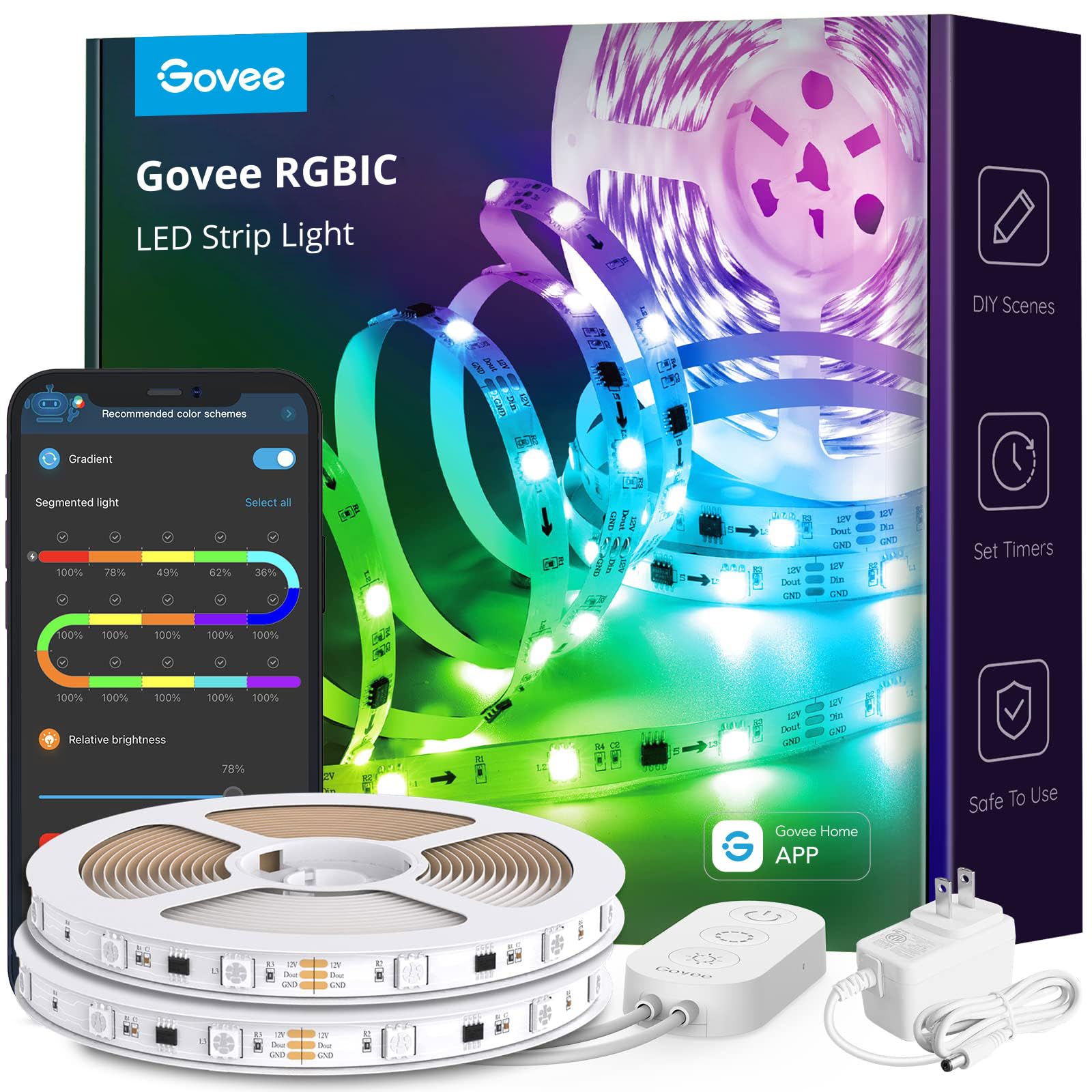 Govee 32.8ft RGBIC LED Strip Lights with App Control