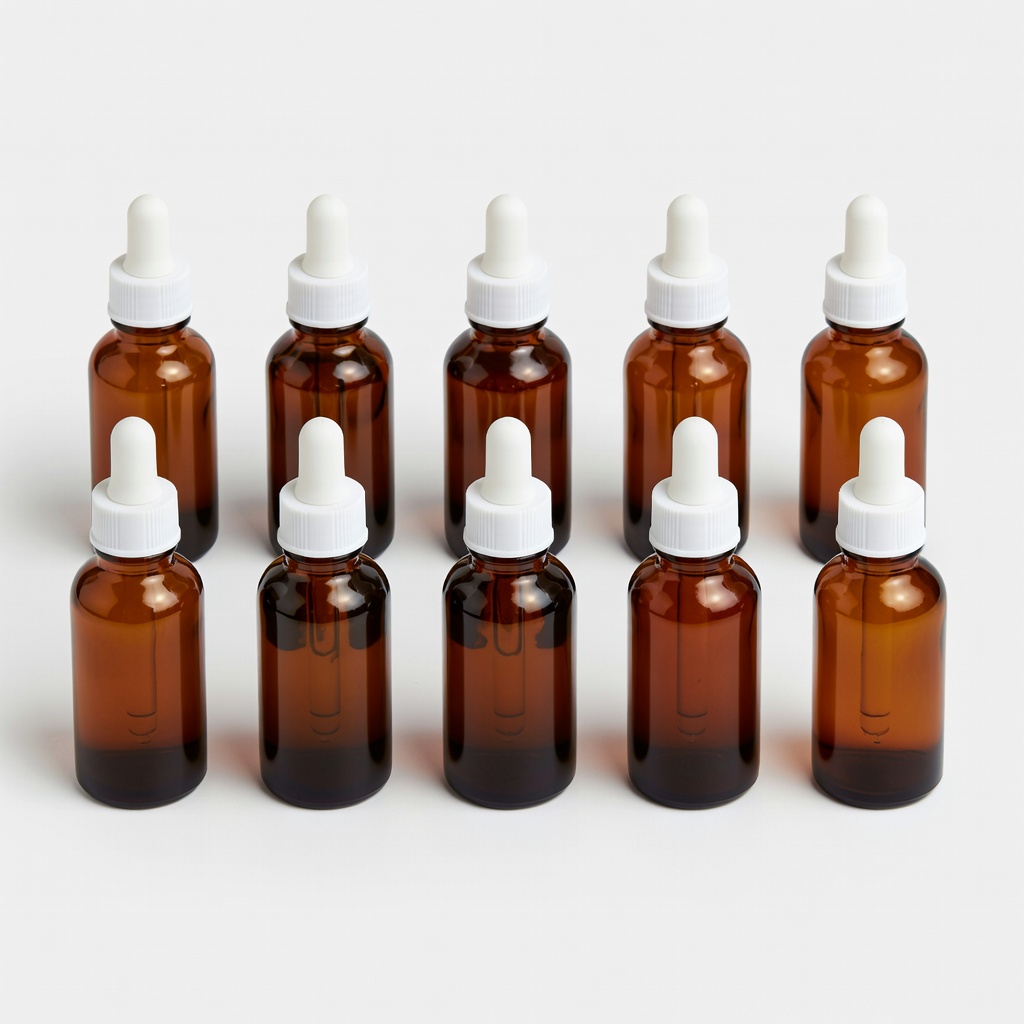 10 Pack Amber Glass Dropper Bottles 1oz