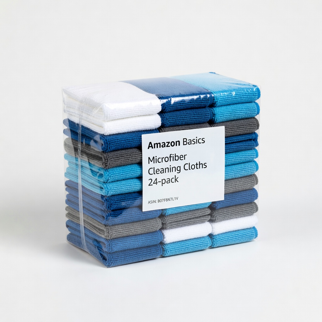Amazon Basics Microfiber Cleaning Cloths (24-pack) (ASIN: B07F8N7L1V)