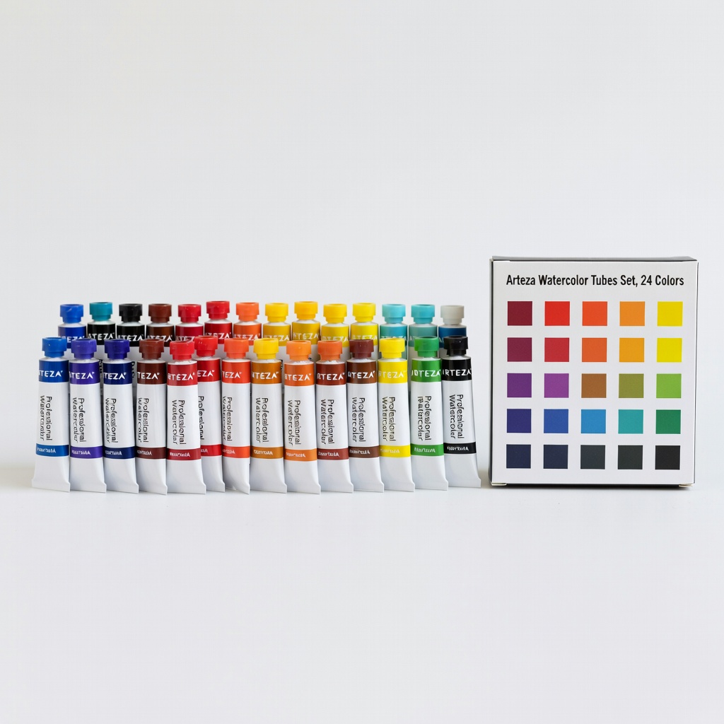 Arteza Watercolor Tubes Set, 24 Colors Professional Watercolor Paint