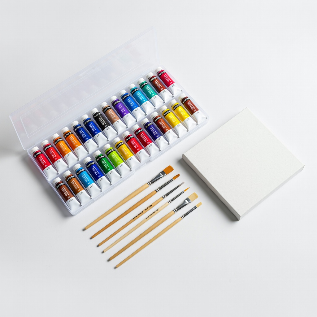 ARTISTRO Acrylic Paint Set, 24 Colors with Brushes and Canvas