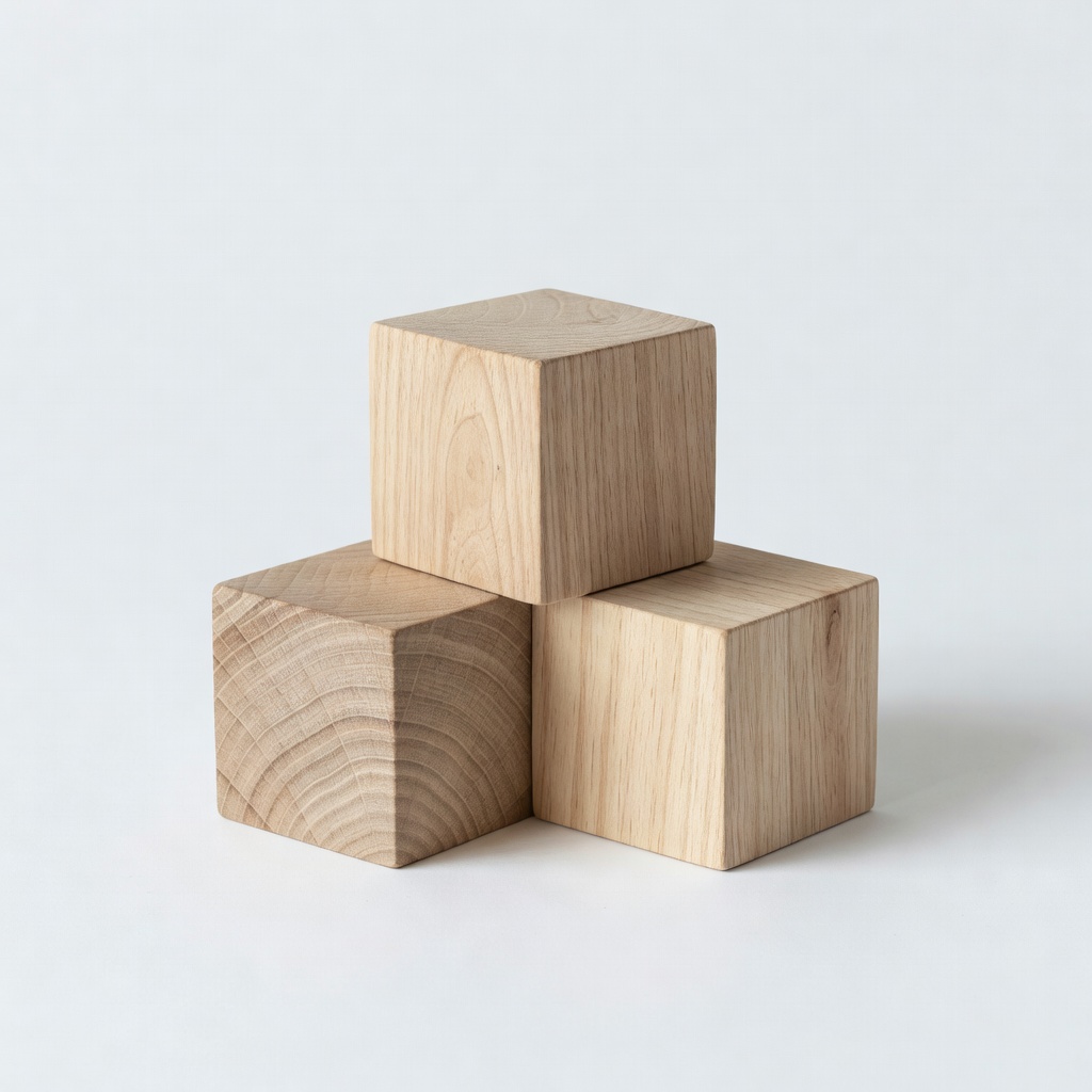Baguo 4 Inch Large Unfinished Wood Cubes (Pack of 4)