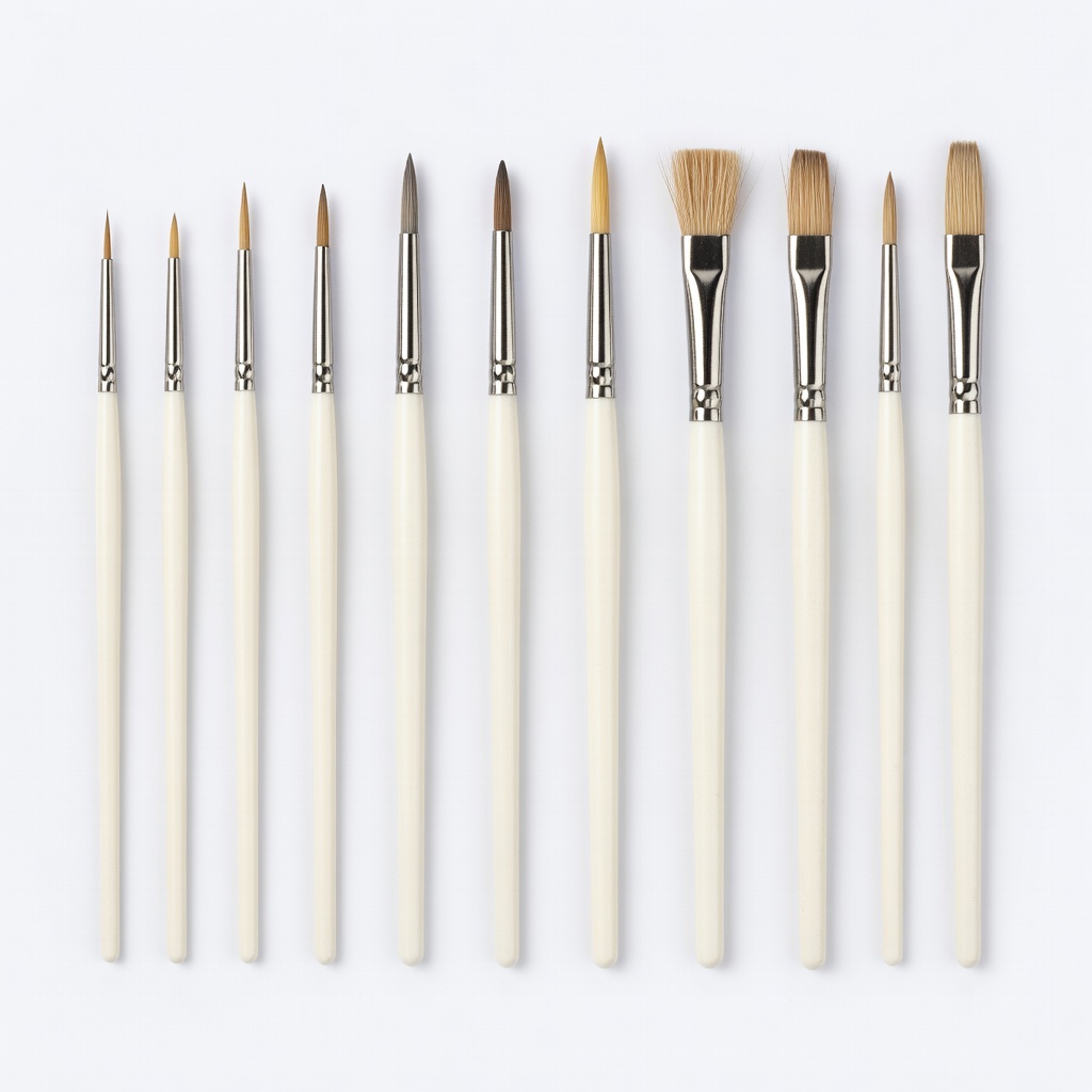 Bazic Watercolor Brush Set, 10 Pieces Assorted Sizes
