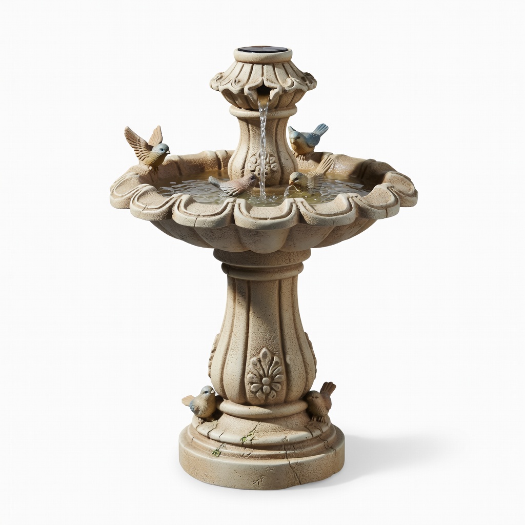Best Choice Products Polyresin Solar Fountain Bird Bath