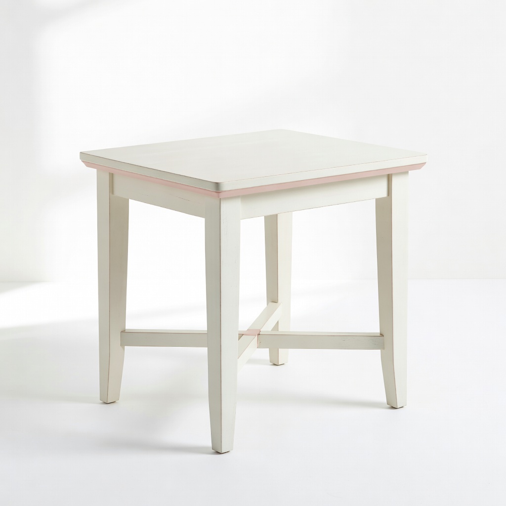 Bush Furniture Key West Side Table, Antique White with Blush Accents
